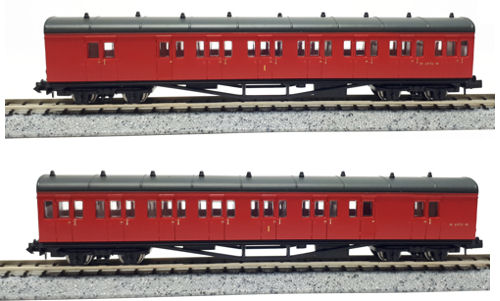 2P-003-010 Dapol N Gauge B Set Coach Pack BR Crimson W6975W/W6976W No ...