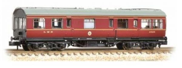 374-875 Graham Farish N gauge Inspection Saloon LMS Lined Crimson Lake