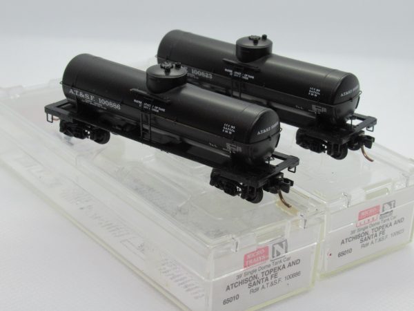 65010 Secondhand Micro Trains N gauge 39' Single Dome Tanker ATSF x 2