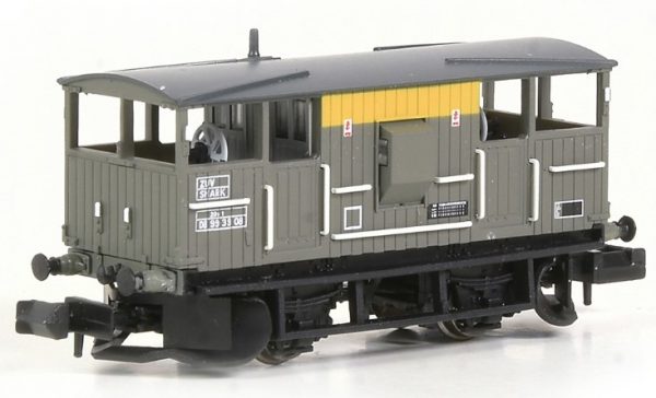 E87542 EFE Rail N gauge BR 20T 'Shark' Ballast Plough Brake Van BR Engineers Grey & Yellow