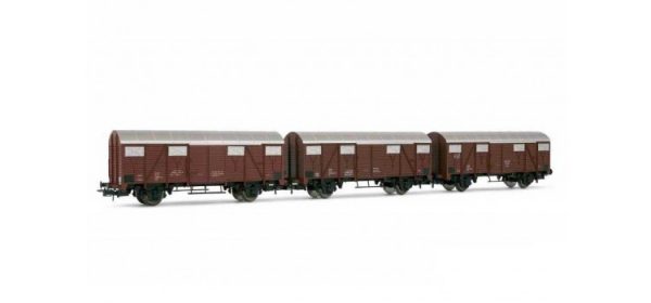 HR6224 Rivarossi HO Set of Six Covered Goods Wagons, Type Gs/Gqs-w of the FS, Epoch V