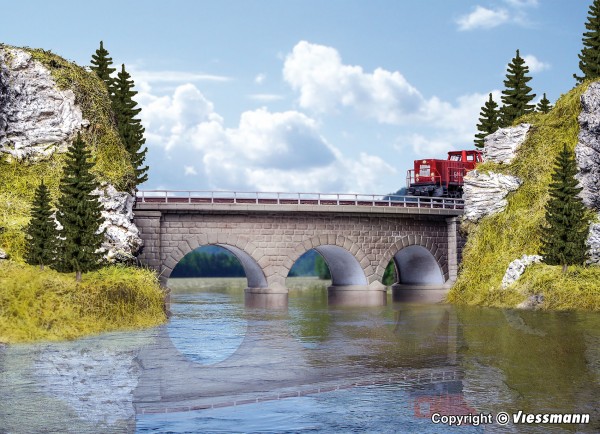 37661 Kibri Z Regnitz bridge with ice breaking pillars, curved, single ...