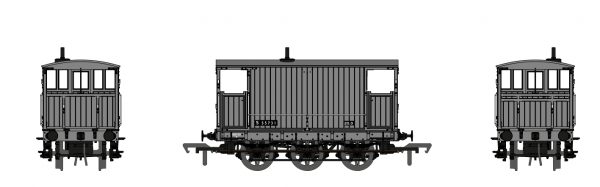 931009 Rapido UK OO SECR 6 Wheel Brake Van - No.S55371 - BR Freight Grey