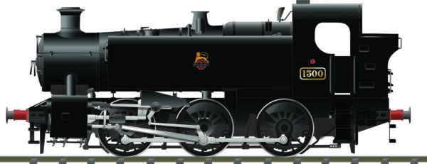 904502 Rapido UK OO BR 15xx - No.1500 Unlined Black Early Crest - DCC Sound Fitted