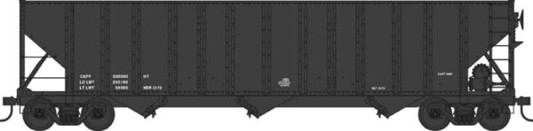 43199 Bowser HO 100-Ton 3-Bay Hopper - Ready to Run - Executive Line -- Dimensional Data Only (Blt. 12-72, black)