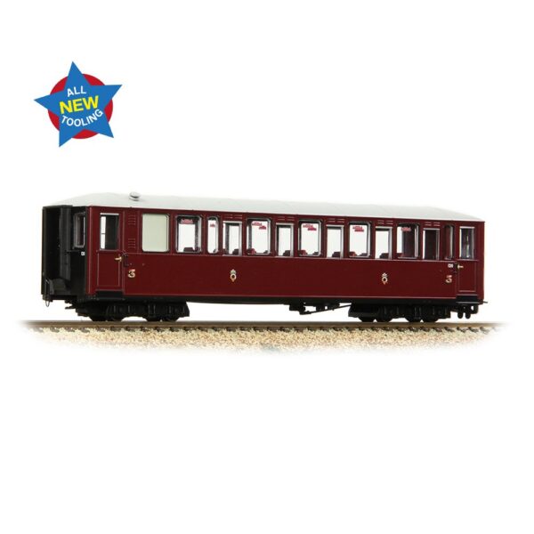 394-101 Bachmann OO9 Ffestiniog Railway 'Tin Car' Saloon Third No. 119 FR Maroon